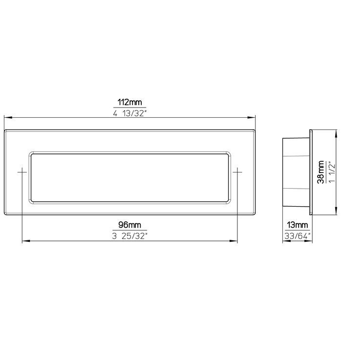 I.B.E. Inkapschelp rechthoekig 112x38x13 - Antiek messing geborsteld