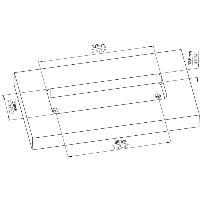 I.B.E. Inkapschelp rechthoekig 112x38x13 - ijzer geborsteld effect