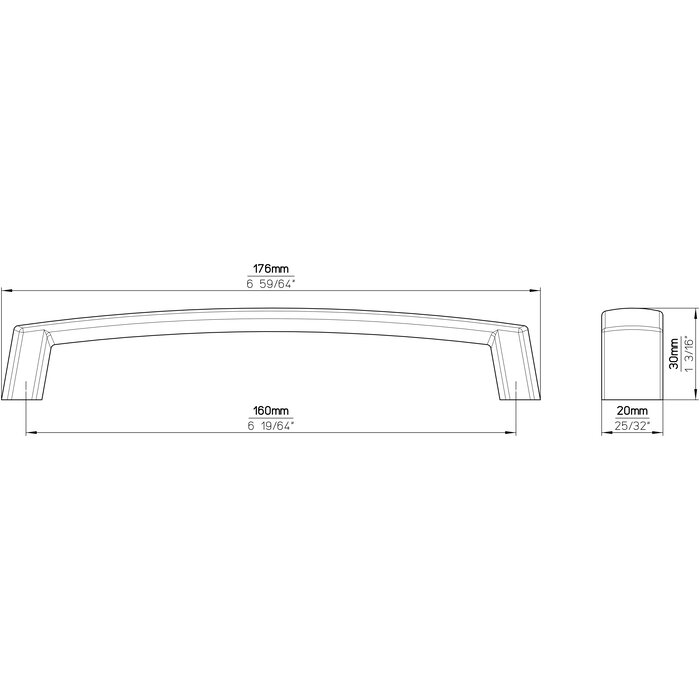 I.B.E. Zwarte meubelgreep gebogen - 160 mm