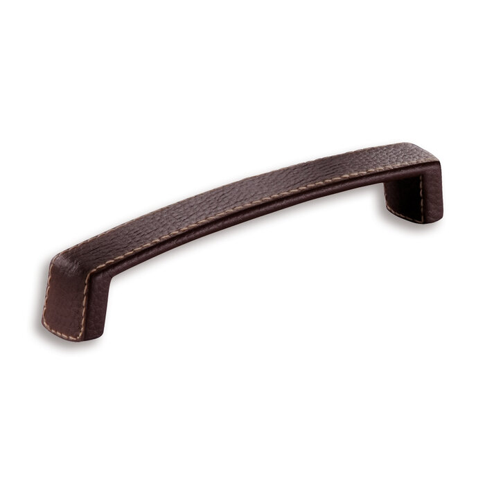 I.B.E. Curved furniture handle - 160 mm - Brown leather