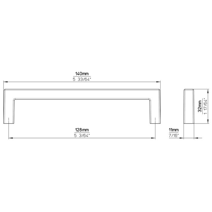 I.B.E. Meubelgreep U- vorm - 128 mm - Bruin leer