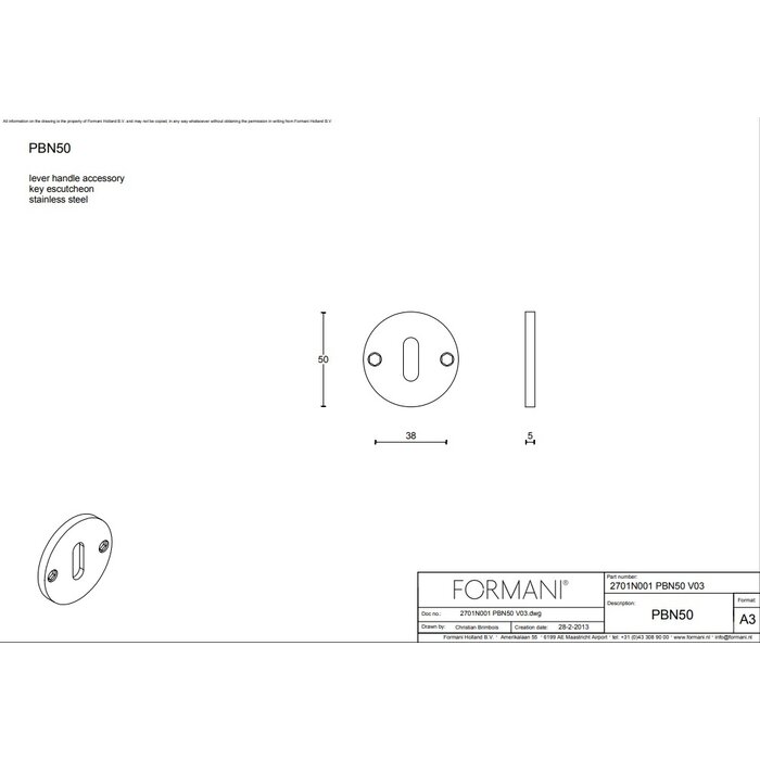 Formani 1 mattschwarze PVD-Blindplatte Piet Boon ONE – PBN50 – 5 mm