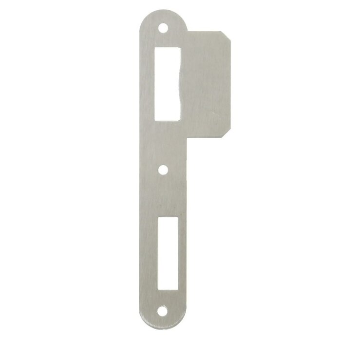 Assa Abloy Afgeronde sluitplaat met korte lip 12mm - 175x50mm - RVS look