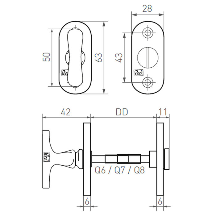 Dauby WC-Armatur PBTC 1 Rohbronze (RB) - oval