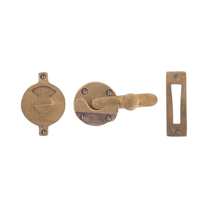 Dauby WC garnituur-RETRO met vlakke plaat ruw brons (RB)   "NL/FR"- Rond