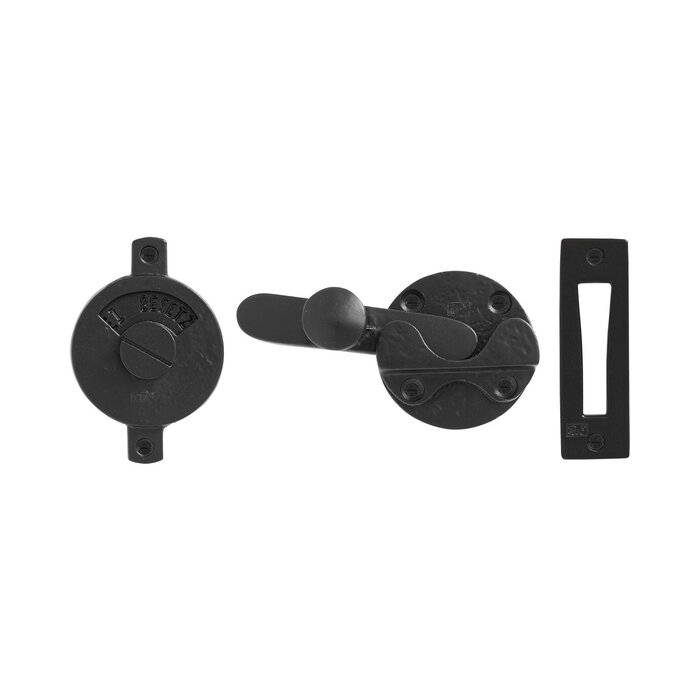 Dauby Toilet fitting-RETRO with flat plate aged iron - BLACK (VO) "D/E"- Round