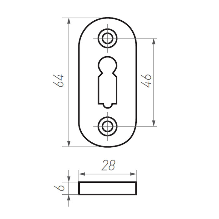 Dauby 1 Piece BB ROSETTE PBTC 1 raw metal (RM) 65x28mm - oval