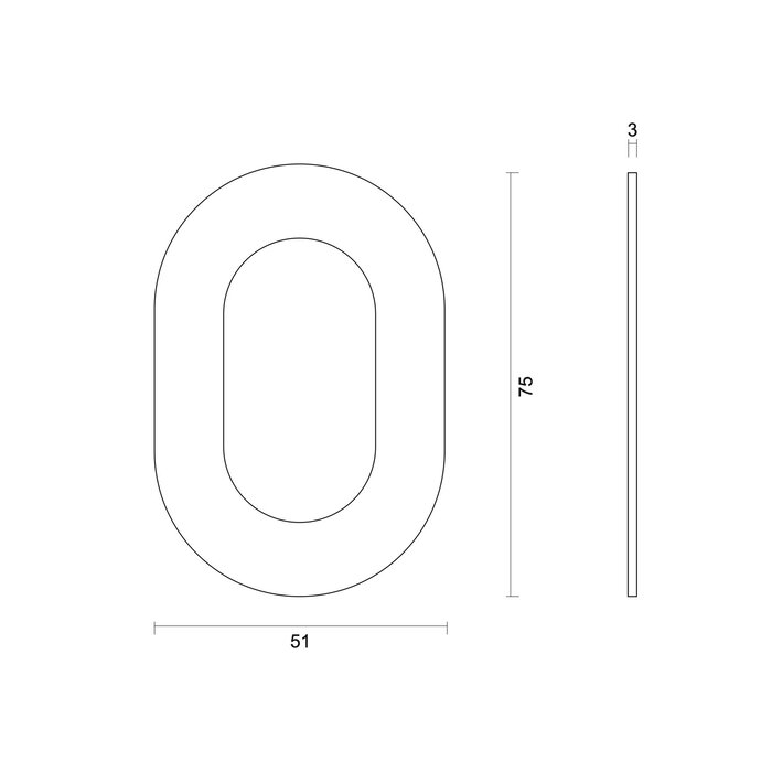 HDD Numéro de maison plat "0" - autocollant - 75mm - acier inoxydable