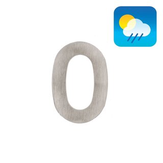 HDD House number flat "0" - self-adhesive - 75mm - stainless steel
