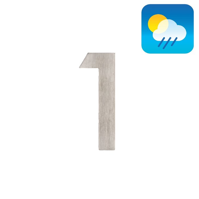 HDD House number flat "1" - self-adhesive - 75mm - stainless steel