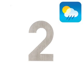 HDD House number flat "2" - self-adhesive - 75mm - stainless steel