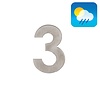 HDD Flat house number "3" - self-adhesive - 75mm - stainless steel