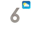 HDD Flache Hausnummer „6“ – selbstklebend – 75 mm – Edelstahl