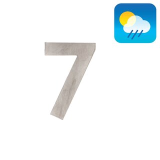 HDD Flat house number "7" - self-adhesive - 75mm - stainless steel