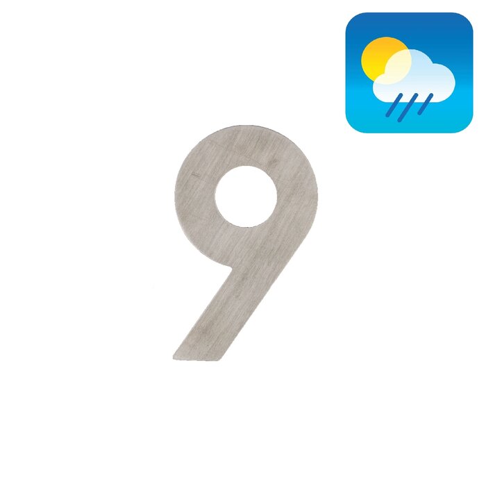 HDD Flat house number "9" - self-adhesive - 75mm - stainless steel