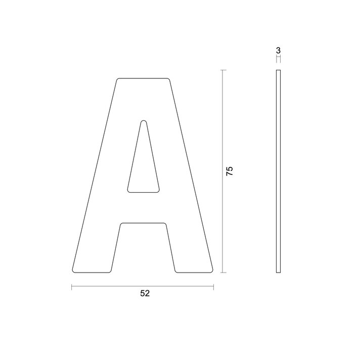 HDD Schwarzer Hausbuchstabe flach „A“ – selbstklebend – 75 mm – Edelstahl - Copy