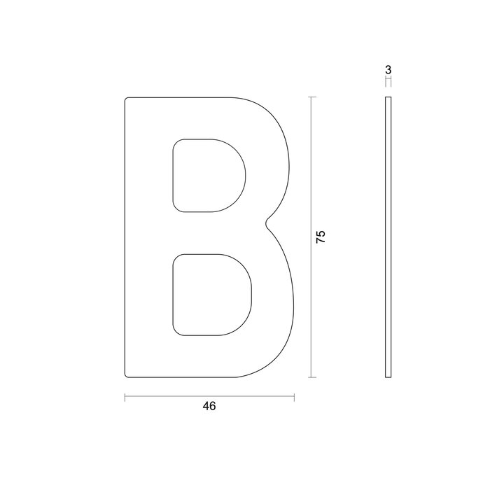 HDD Black house letter flat "B" - self-adhesive - 75mm - stainless steel