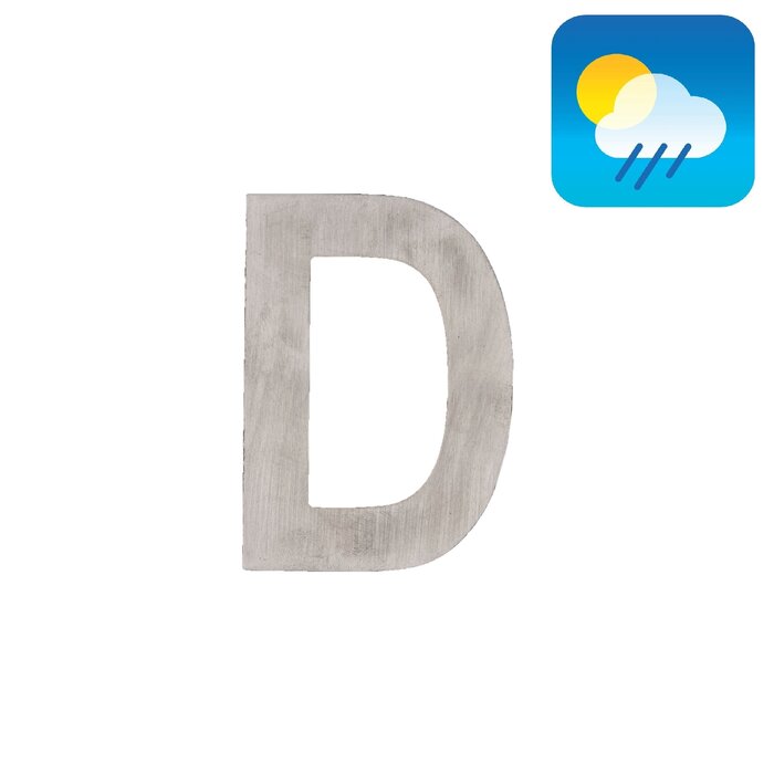 HDD Schwarzer Hausbuchstabe flach „D“ – selbstklebend – 75 mm – Edelstahl