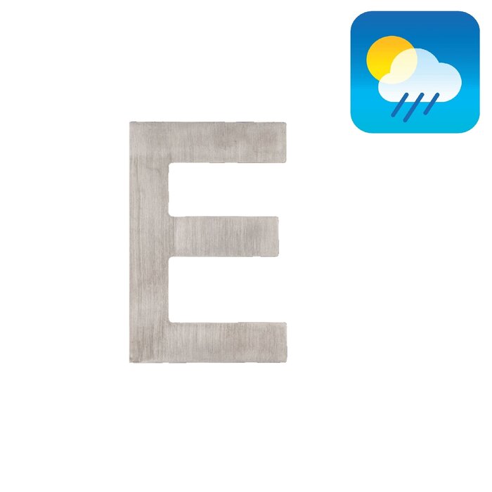 HDD Black house letter flat "E" - self-adhesive - 75mm - stainless steel