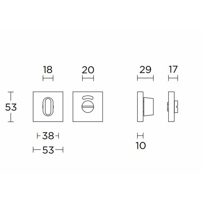 Formani Zwart vierkant toiletgarnituur BSQWC53 NM - met groen/ rood indicator