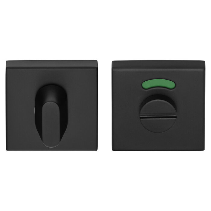 Formani Zwart vierkant toiletgarnituur BSQWC53 NM - met groen/ rood indicator