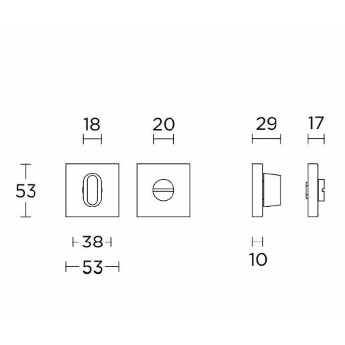 Formani Zwart vierkant toiletgarnituur BSQWC53 NM - zonder indicator