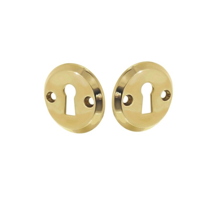 Intersteel Pair of Intersteel Rosettes keyhole screw hole lacquered brass