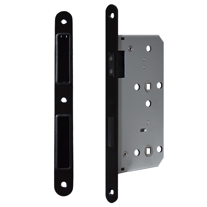 DKS Black magnetic lock WC opening - 235x20mm - Axle size 78mm - Mandrel 55mm - with strike plate