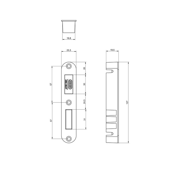 NEMEF Bol arrondi à fermeture magnétique SK1269/71 en plastique avec plaque de fermeture en acier inoxydable