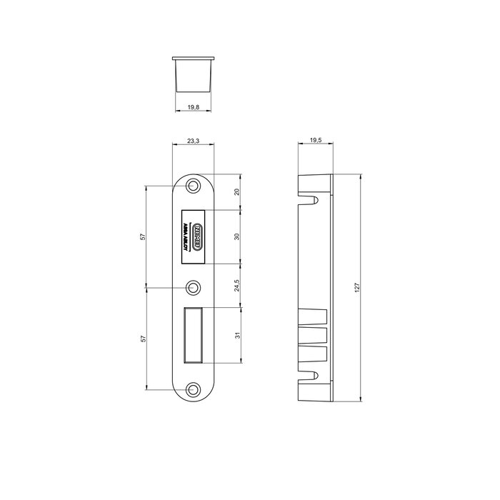 NEMEF Bol arrondi à fermeture magnétique SK1269/73 en plastique avec plaque de fermeture noire