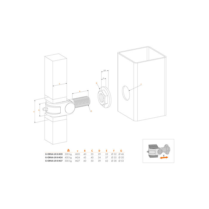 LOCINOX Locinox scharnierset voor sierpoort - G-ORNA-LR-B