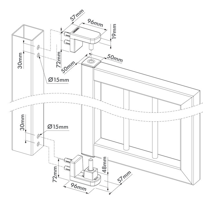 LOCINOX Charnière Locinox réglable en 2 dimensions à 90° NOSHEHINGE-I- QF - 2 pièces