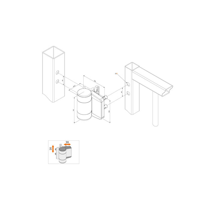 LOCINOX Locinox Double bearing 180° hinge - DINO - QF-2 pieces