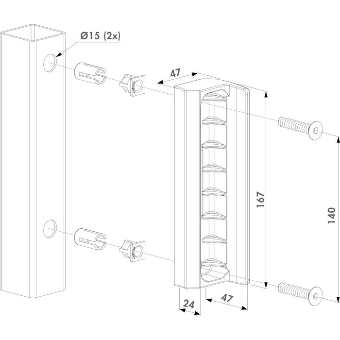 LOCINOX Locinox garden gate lock catch SMKL QF for square profile 40x40 mm