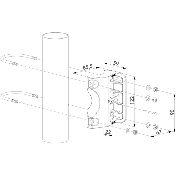 LOCINOX Locinox Gartentor-Schnappverschluss SKRZ für Rundprofil-Anschlagpfosten 60 mm