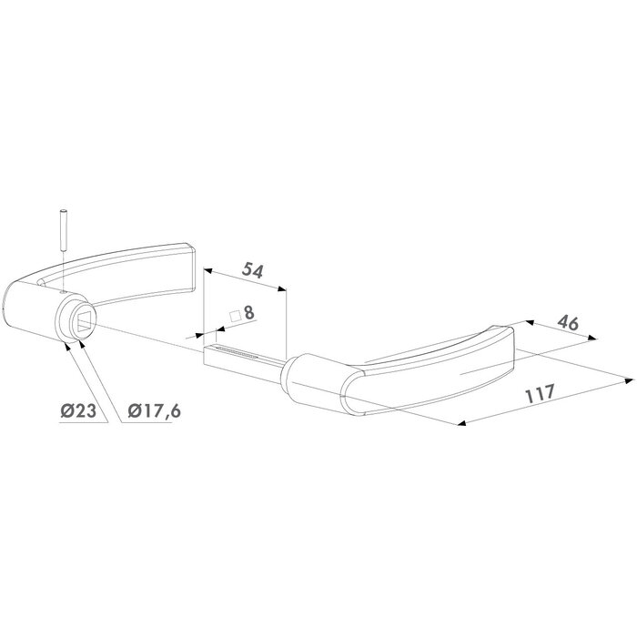 LOCINOX Pair of black door handles 3006P in polyamide for surface-mounted locks