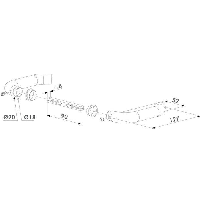 LOCINOX Paire de poignées de porte en inox 3006I pour serrures en saillie - Locinox