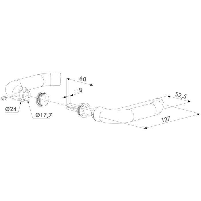 LOCINOX Pair of door handles 3006D in aluminum for surface-mounted locks