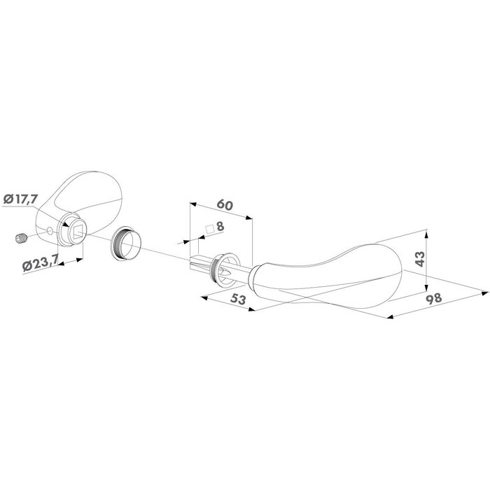 LOCINOX Paar aluminium deurknoppen 3006C voor opbouwslot tuinpoorten -  Locinox
