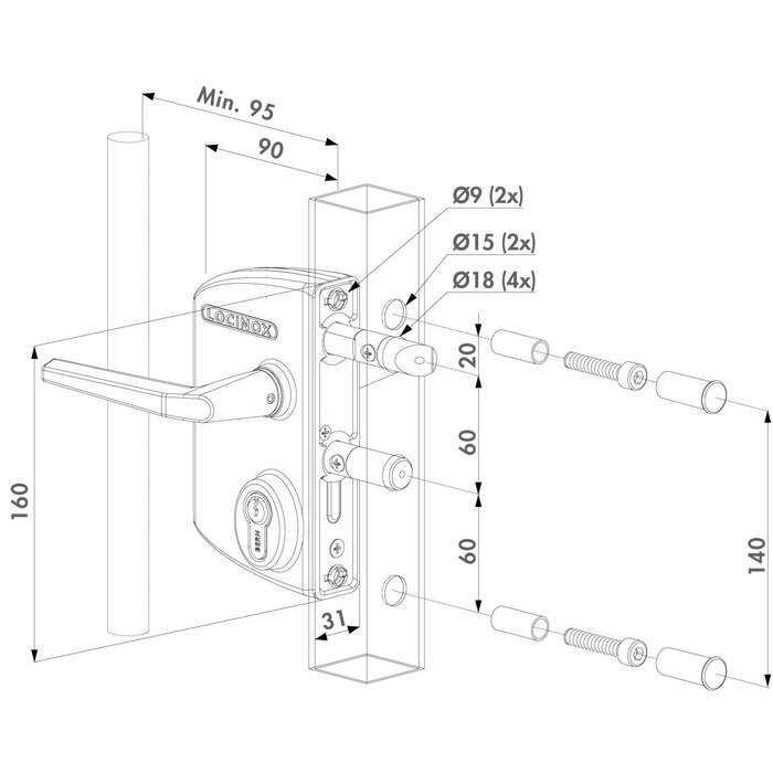 LOCINOX Locinox opbouw tuinpoortslot LAKQ40-SIL zonder klink - zilver