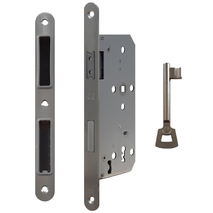 DKS Magnetschloss mit Schlüssel – 235 x 20 mm – Achsgröße 72 mm – Dorn 55 mm – Edelstahl – mit Schließblech