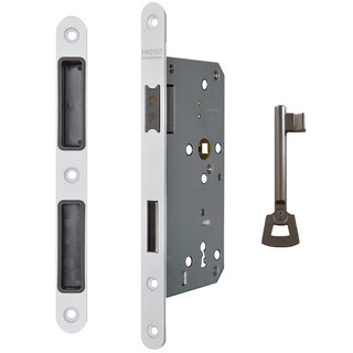 DKS Clé de serrure magnétique blanche - 235x20mm - Axe 72mm - Mandrin 55mm - avec gâche