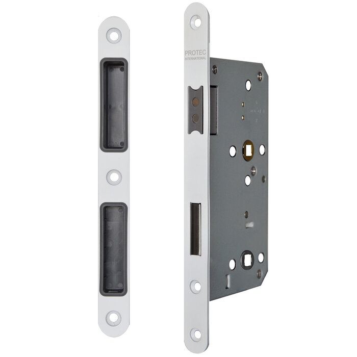 DKS Serrure magnétique ouverture WC - 235x20mm - Axe 78mm - Mandrin 55mm - Blanc - avec gâche