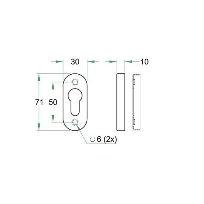 Artitec Zylinderrosette TIPO schwarz oval PZ