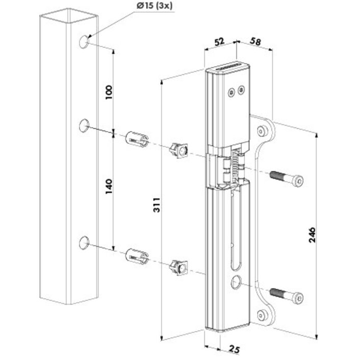 LOCINOX Locinox electric strike MODULEC-SF for forty-fifty and sixty lock
