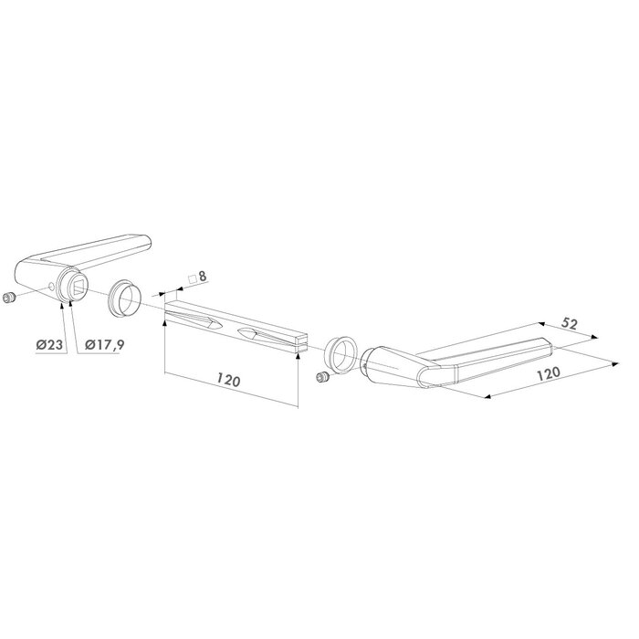 LOCINOX Paar Türgriffe aus eloxiertem Aluminium 3006 MH für Einsteckschlösser mit Stift 120 mm