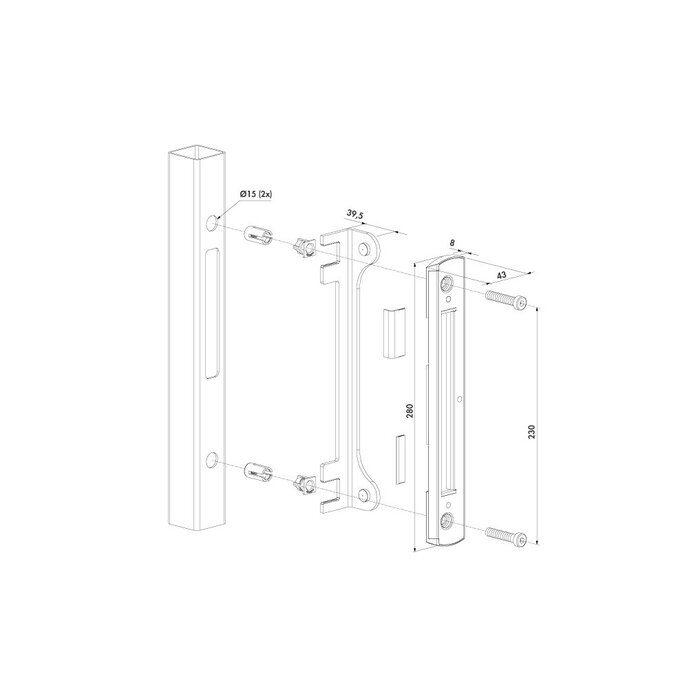 LOCINOX Gâche Locinox SFKM-QF-ALUM en saillie réglable 40-60 mm