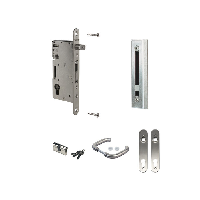 LOCINOX Complete package H-WOOD-SET for wooden garden gates including cylinder