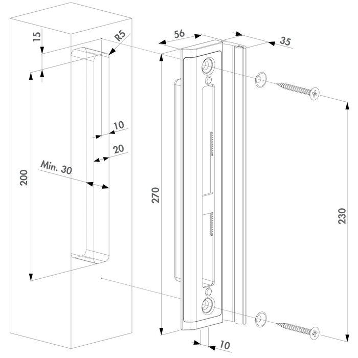 LOCINOX Complete package H-WOOD-SET for wooden garden gates including cylinder