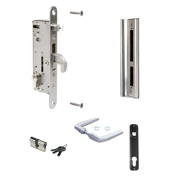 LOCINOX Complete package H-METAL-SET-54-M for metal garden gates - Cylinder 54mm